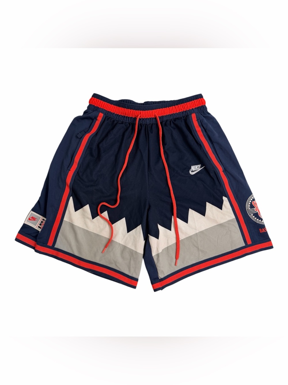 Nike Dri-FIT Men's M Basketball Shorts Sharks Blue Red Zip Pocket